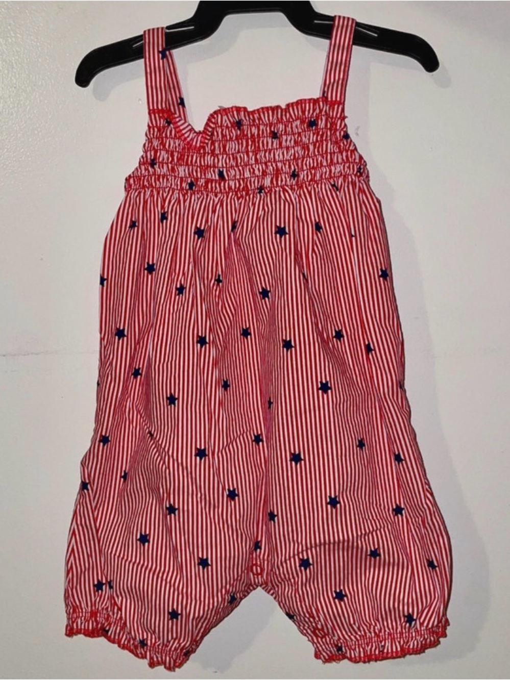 Carter's Red and White Striped Romper with Navy Stars